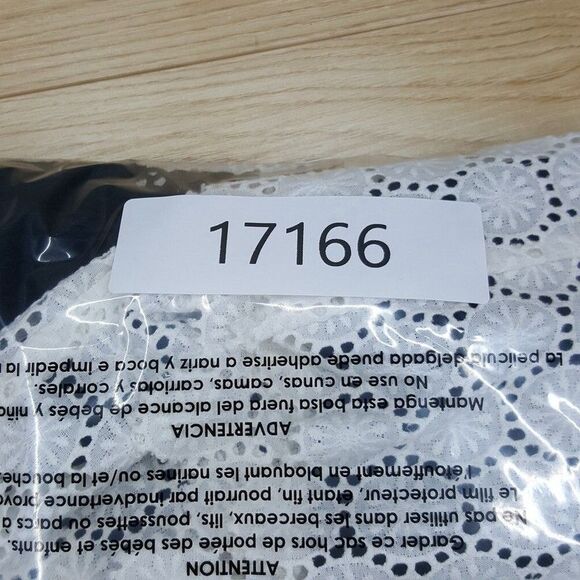 KARL LAGERFELD Sheath Dress Size 14 Black Sleeveless Lace Eyelet White Hem - Picture 9 of 9